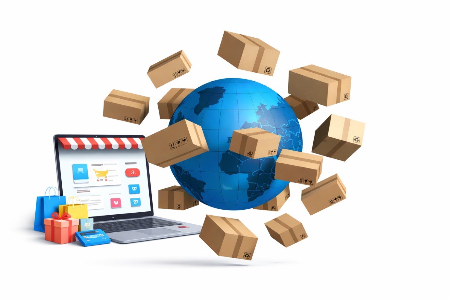 Packed box ready to ship globally